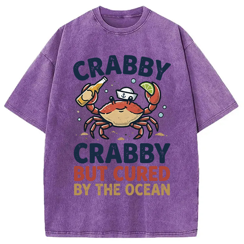 Modecanvas Crabby But Cured By The Ocean DTG Printing Washed T-Shirt