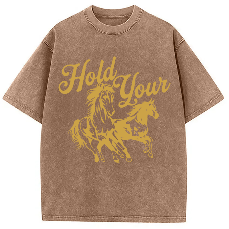 Modecanvas Hold Your Horses DTG Printing Washed T-Shirt
