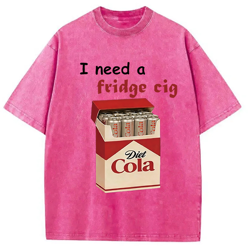Modecanvas I Need A Fridge Cig Washed T-Shirt-modecanvas