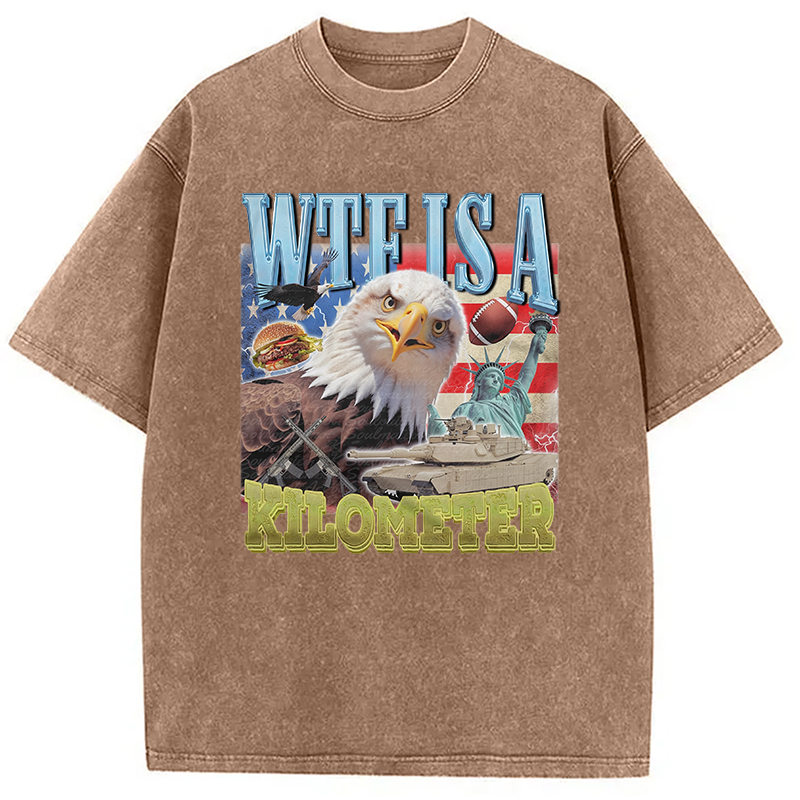Modecanvas Funny Eagle Meme Washed T-Shirt-modecanvas