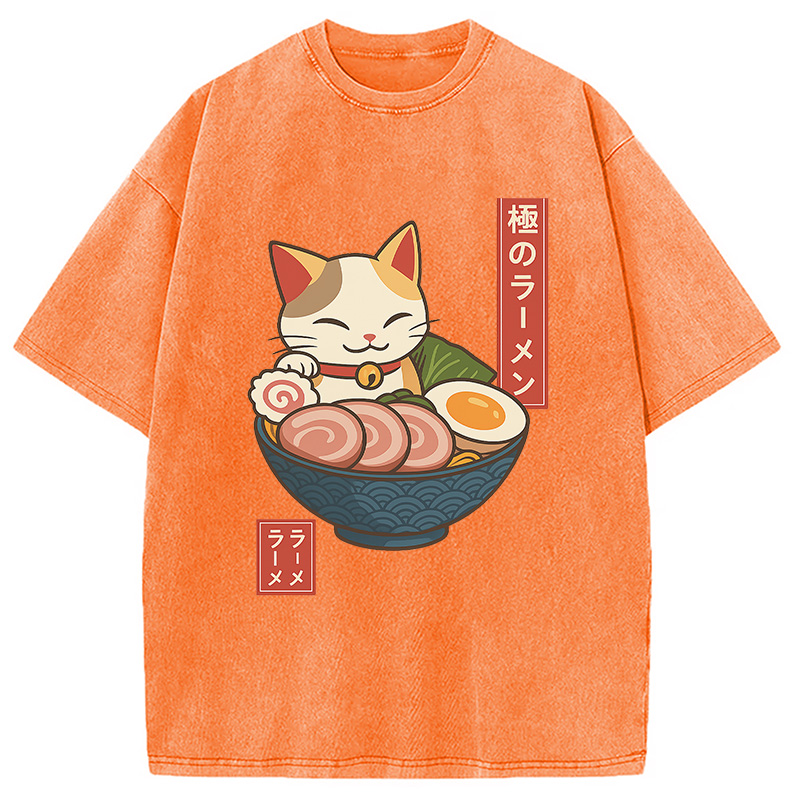Modecanvas Neko Ramen Washed T-Shirt