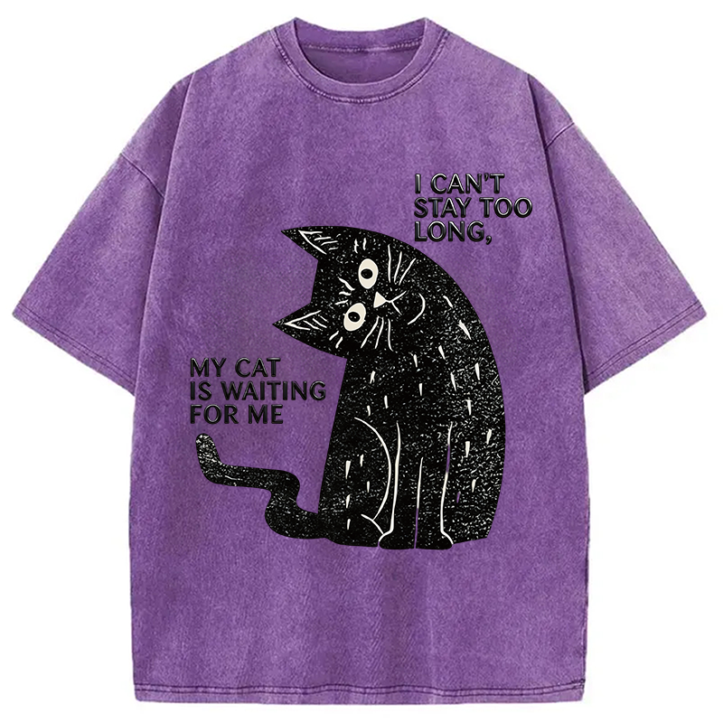 Modecanvas My Cat Is Waiting for Me Washed T-Shirt