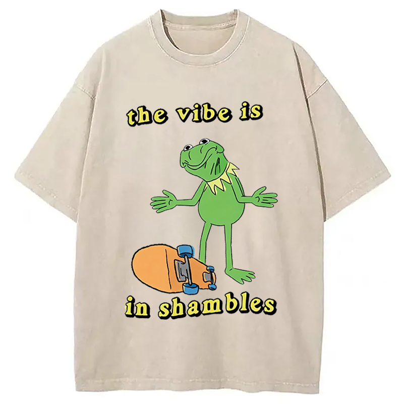 Modecanvas The Vibe Is In Shambles DTG Printing Washed T-Shirt