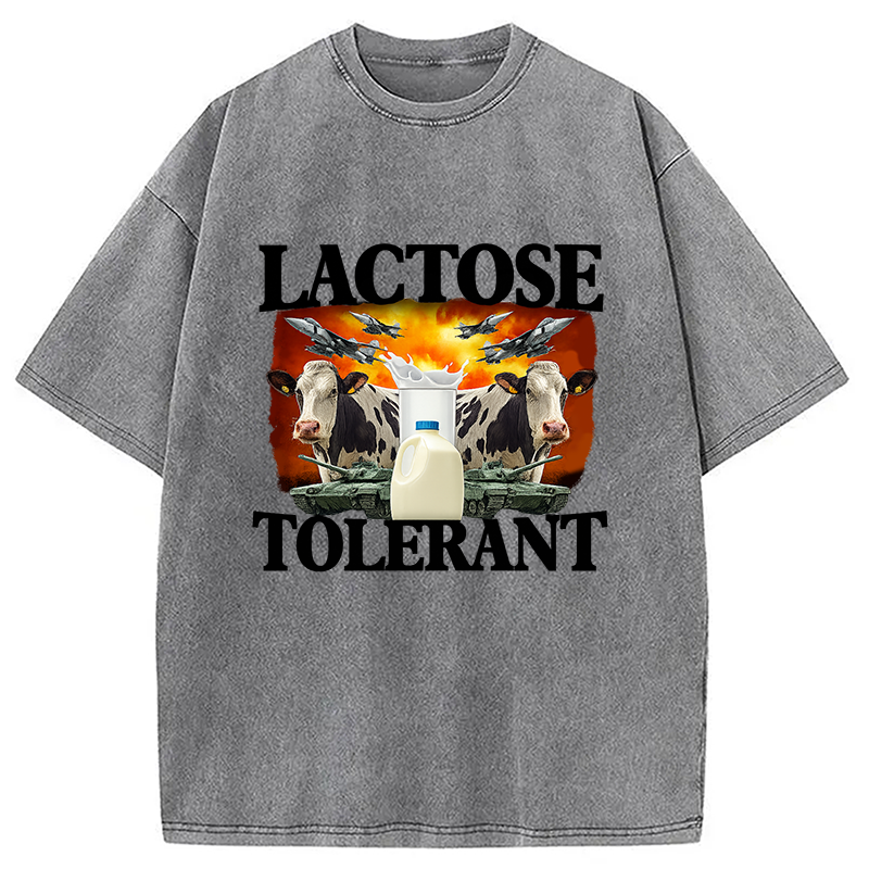 Modecanvas Lactose Tolerant Funny Trending Meme Washed T-Shirt