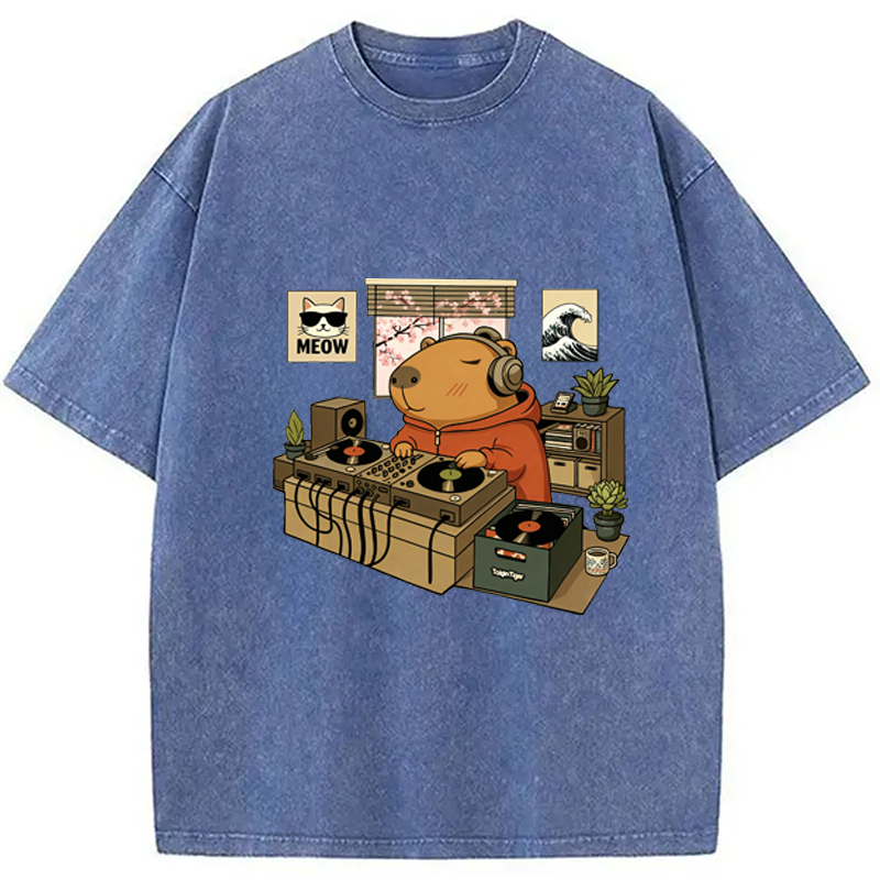 Modecanvas Capybara DJ Washed T-Shirt