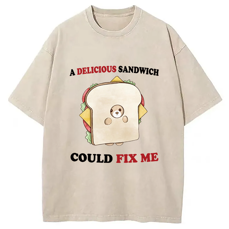 Modecanvas Delicious Sandwich Could Fix Me DTG Printing Washed T-Shirt