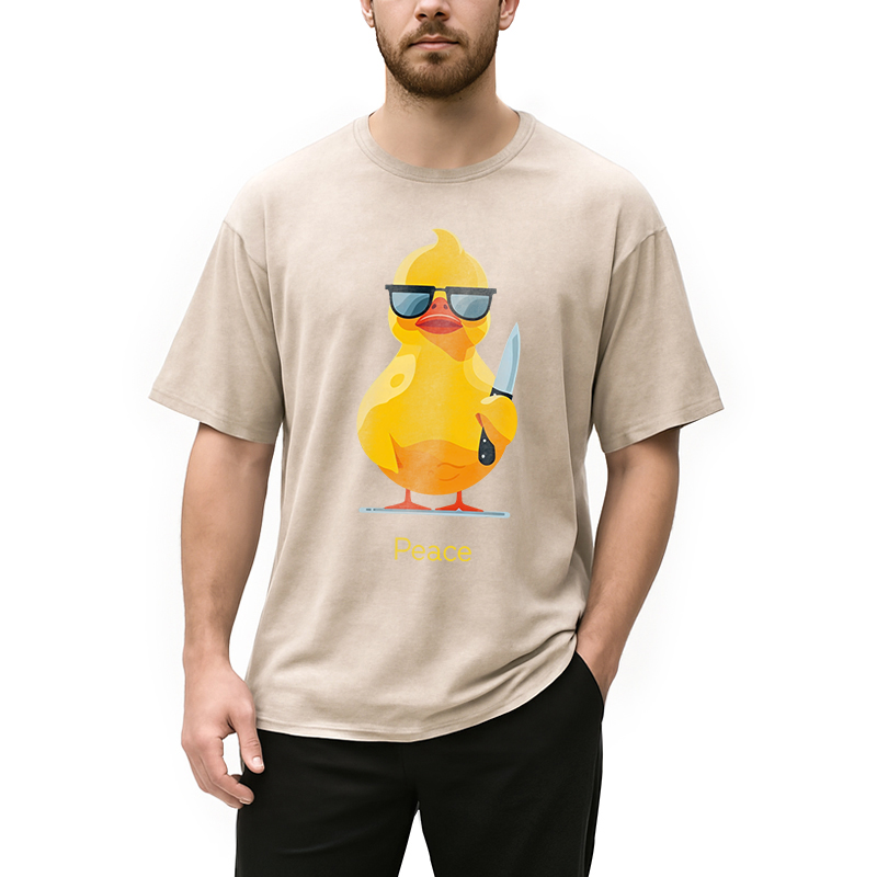 Modecanvas Peace Duck DTG Printing Washed T-Shirt