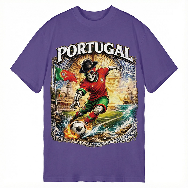 Modecanvas Portugal Soccer Skull DTG Printing Classic T-Shirt-modecanvas