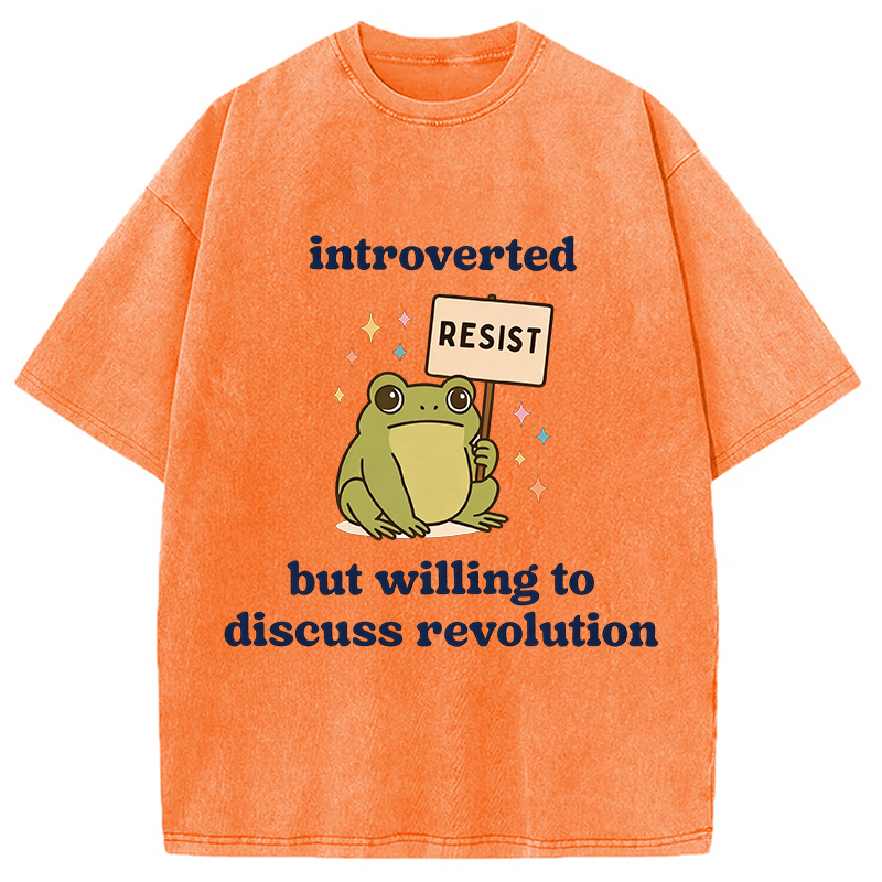Modecanvas Introverted Resistance Frog Washed T-Shirt-modecanvas
