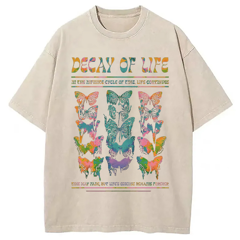 Modecanvas Decay Of Butterfly Life Washed T-Shirt