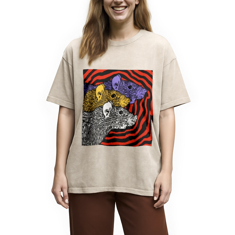 Modecanvas Psychedelic Rat Washed T-Shirt