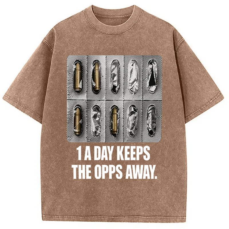 Modecanvas 1A Day Keeps The OPPs Away DTG Printing Washed T-Shirt