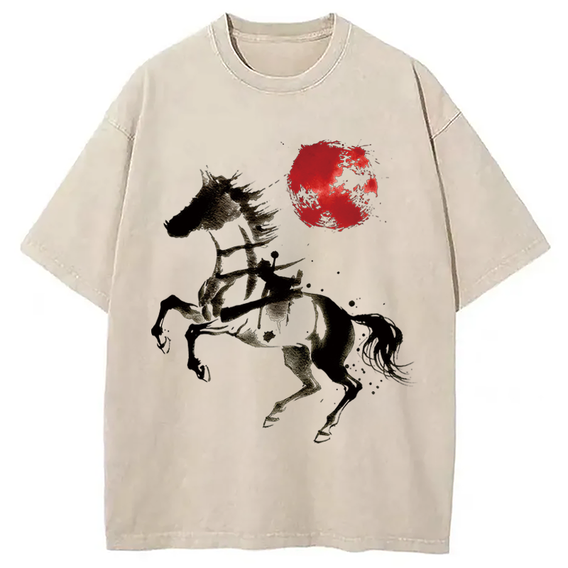 Modecanvas Spirit of the Horse DTG Printing Washed T-Shirt