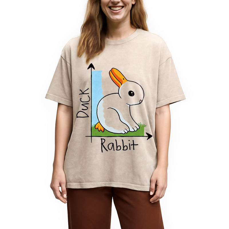 Modecanvas Duck Or Rabbit DTG Printing Washed T-Shirt
