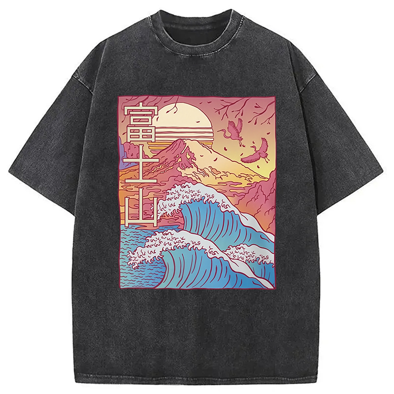 Modecanvas Japanese Fuji Wave Washed T-Shirt
