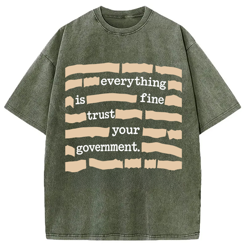 Modecanvas Everything is Fine Meme Washed T-Shirt-modecanvas