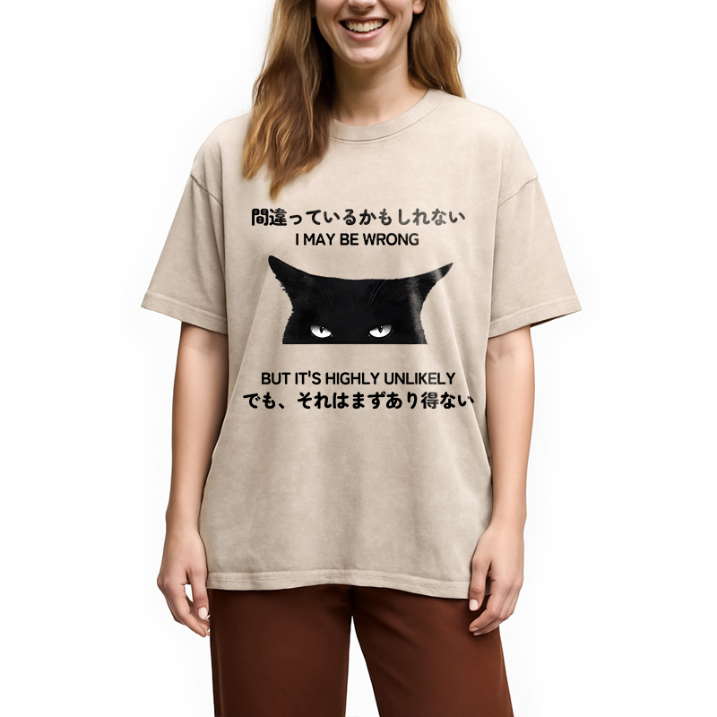 Modecanvas Cat Can Do No Wrong Washed T-Shirt