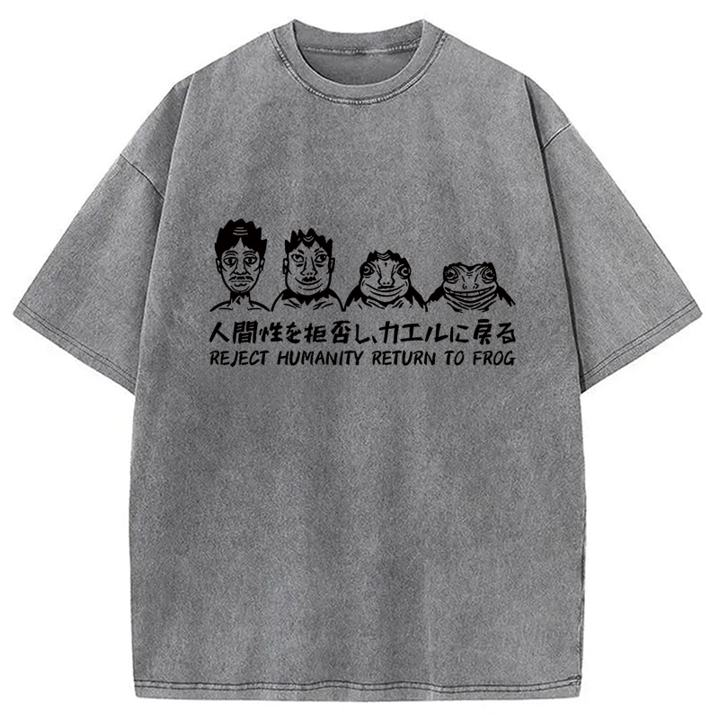Modecanvas Reject Humanity Return To Frog Washed T-Shirt