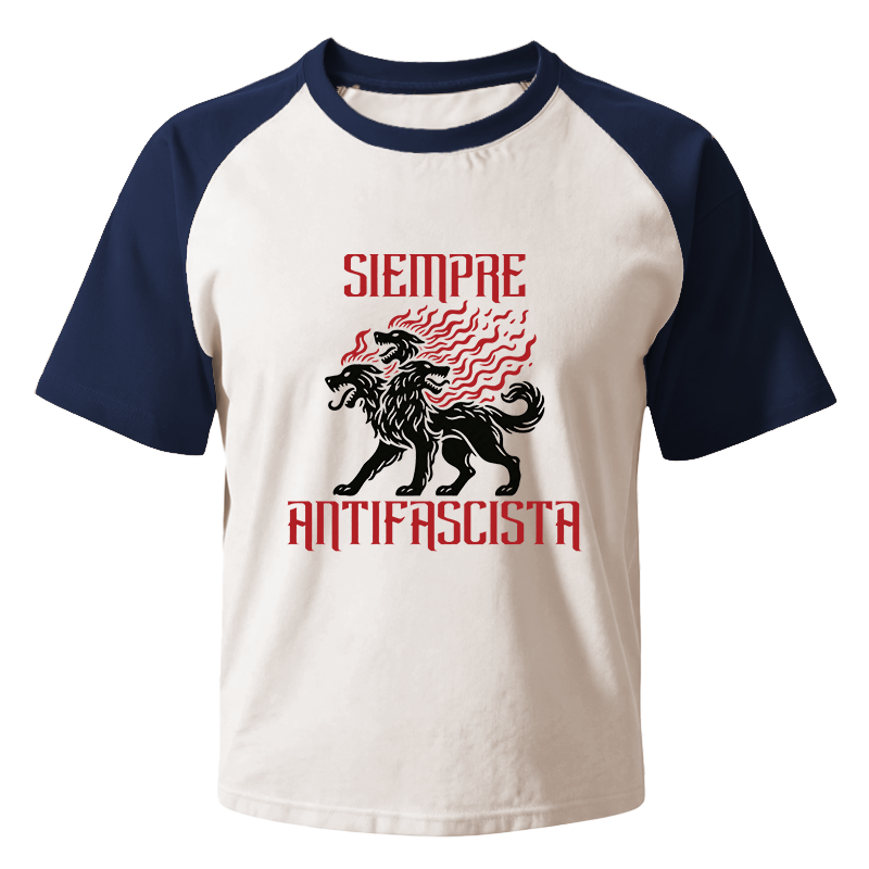 Modecanvas Siempre Antifascista Fire Raglan T-Shirt