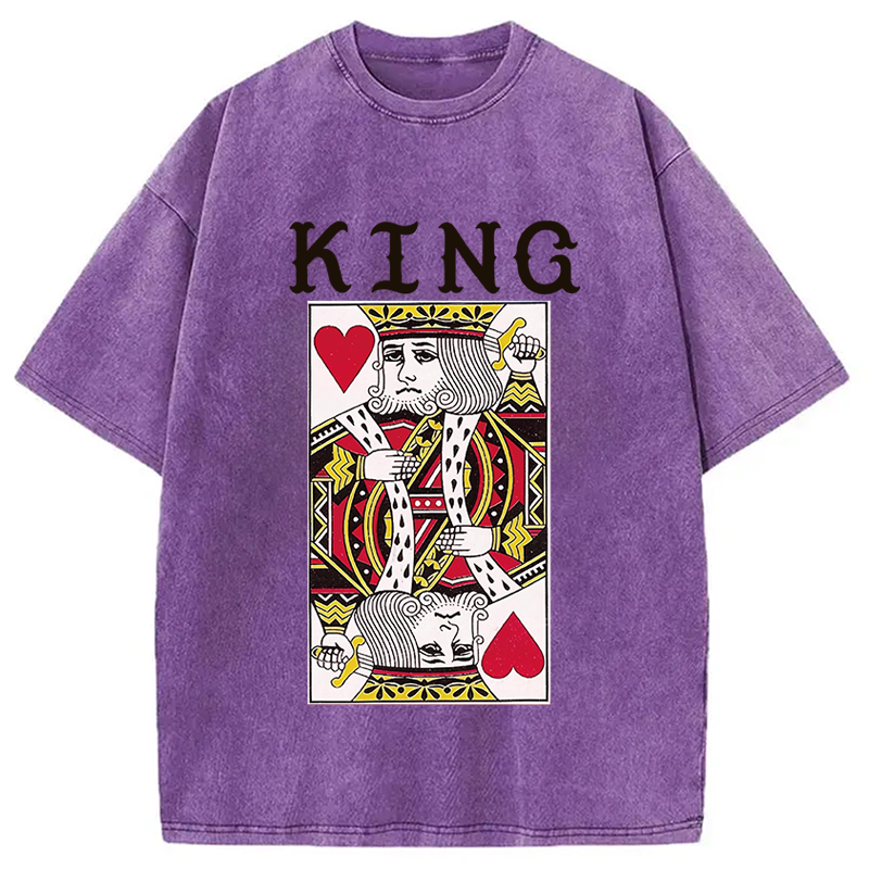 Modecanvas King of Hearts Mens DTG Printing Washed T-Shirt