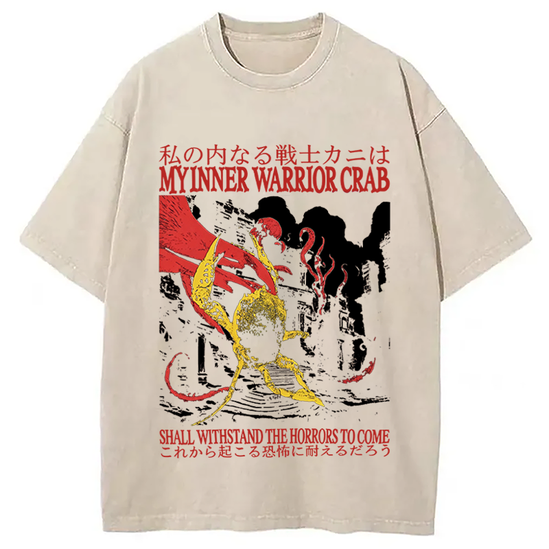 Modecanvas My Inner Warrior Crab Funny DTG Printing Washed T-Shirt