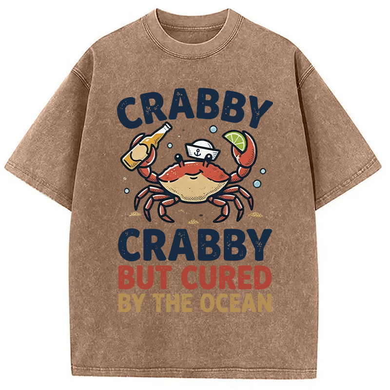 Modecanvas Crabby But Cured By The Ocean DTG Printing Washed T-Shirt