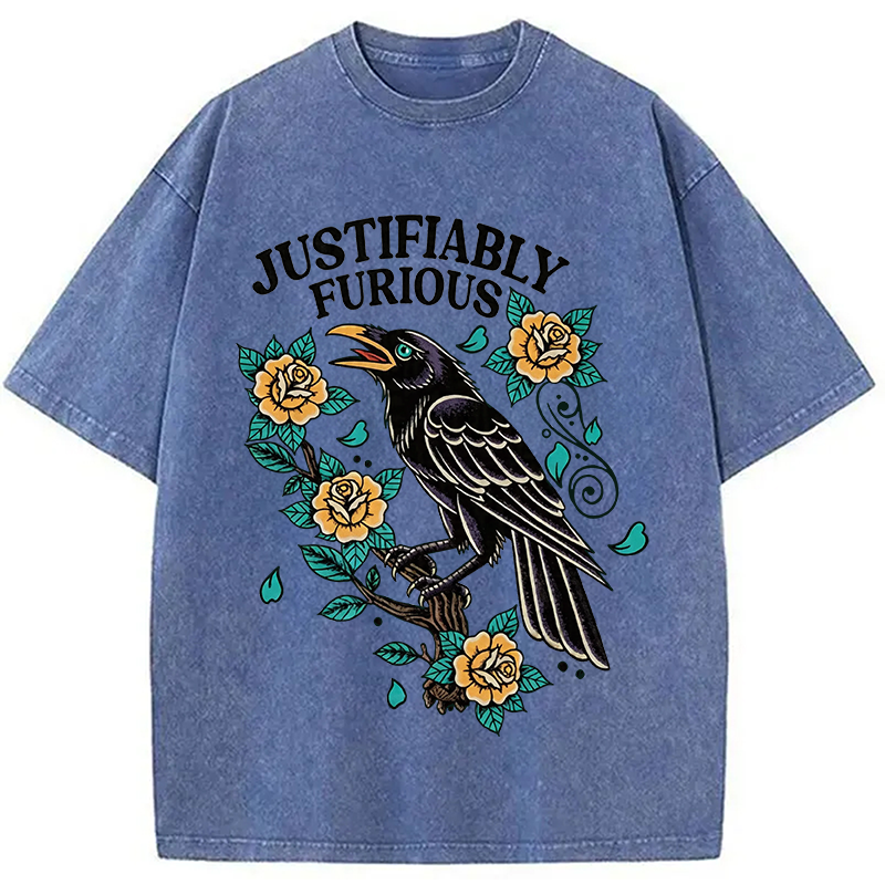 Modecanvas Justifiably Furious DTG Printing Washed T-Shirt