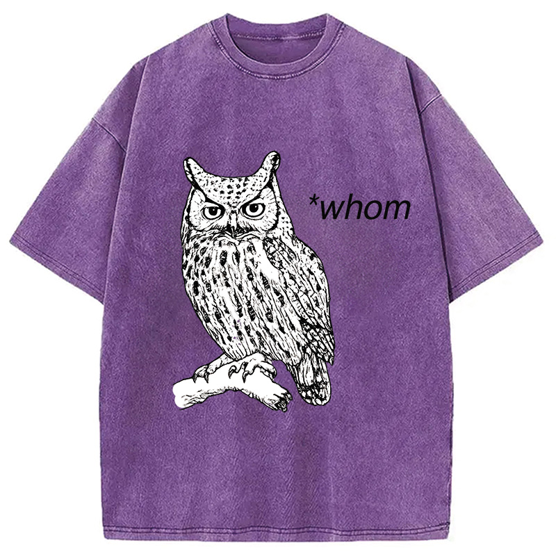 Modecanvas Who Whom Judging Owl Washed T-Shirt