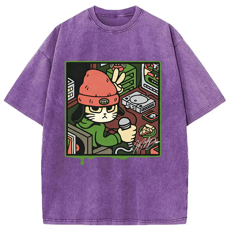 Modecanvas Rapper Cat Washed T-Shirt