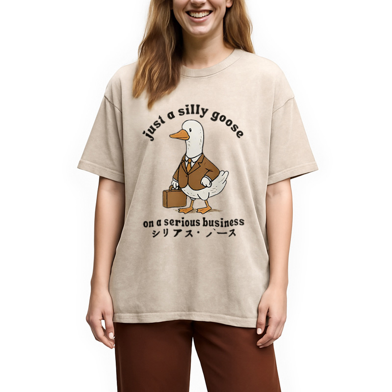 Modecanvas Silly Goose On A Serious Business Washed T-Shirt