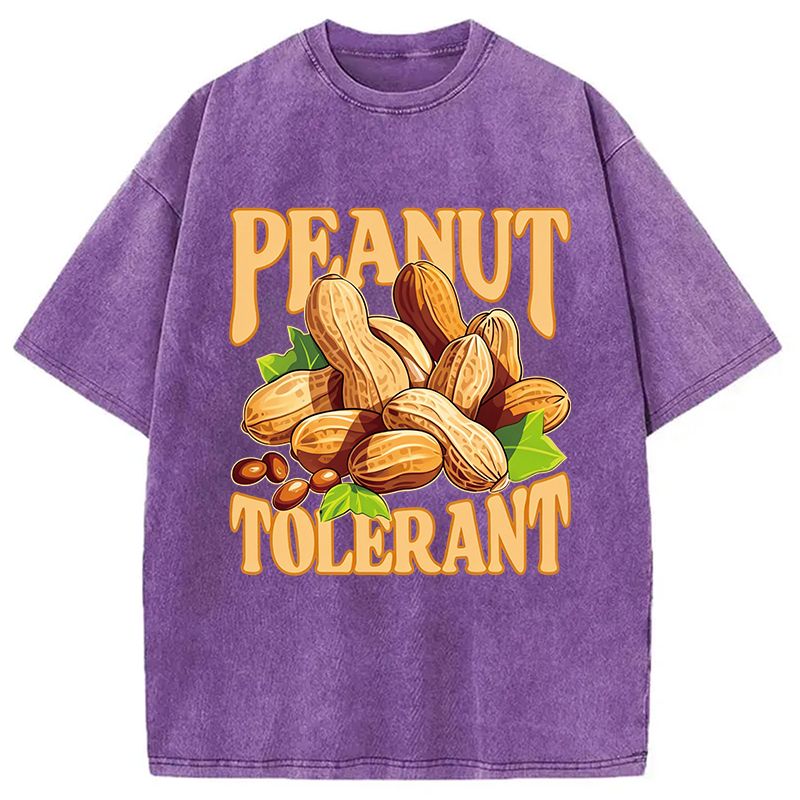 Modecanvas Peanut Tolerant Funny DTG Printing Washed T-Shirt