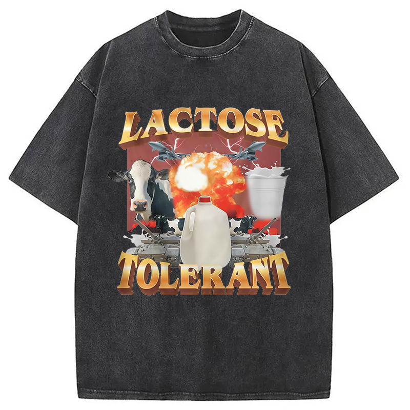Modecanvas Retro Milk Lactose Tolerant Washed T-Shirt-modecanvas
