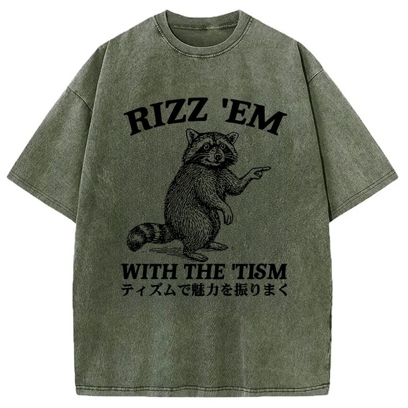Modecanvas Funny Raccoon Charm Washed T-Shirt
