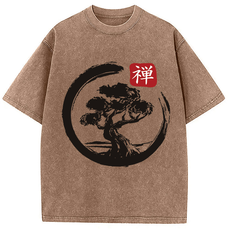 Modecanvas Enso Circle Bonsai Washed T-Shirt