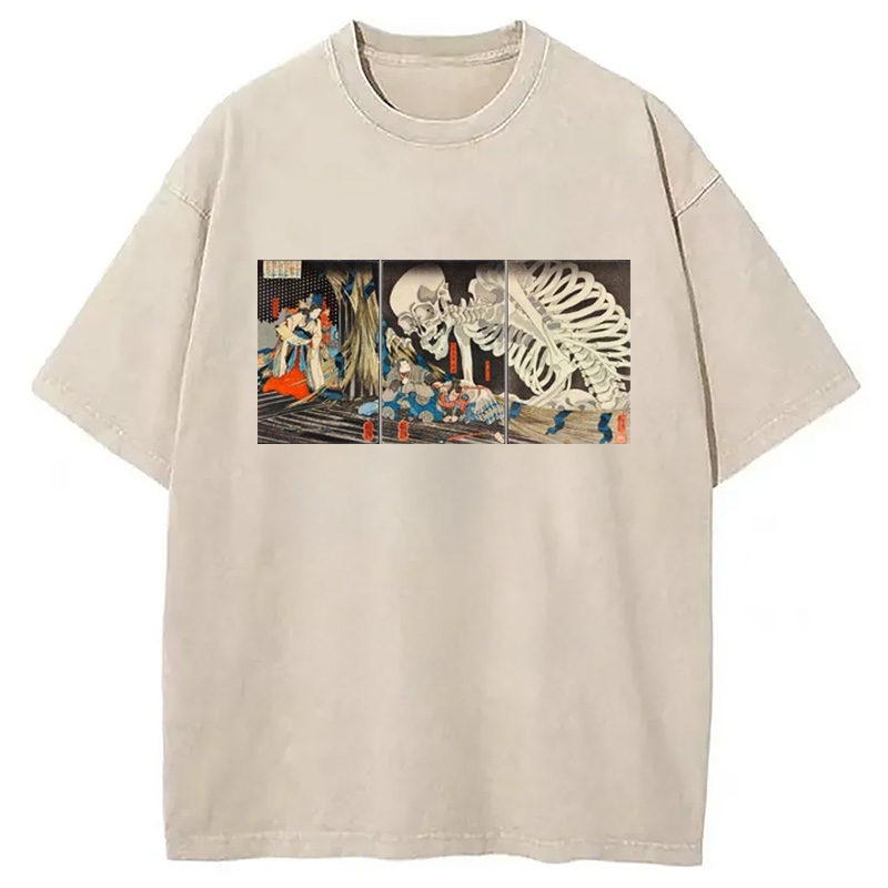 Modecanvas The Witch And The Skeleton Washed T-Shirt