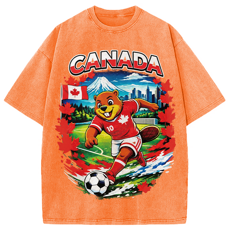 Modecanvas Canada Soccer DTG Printing Washed T-Shirt