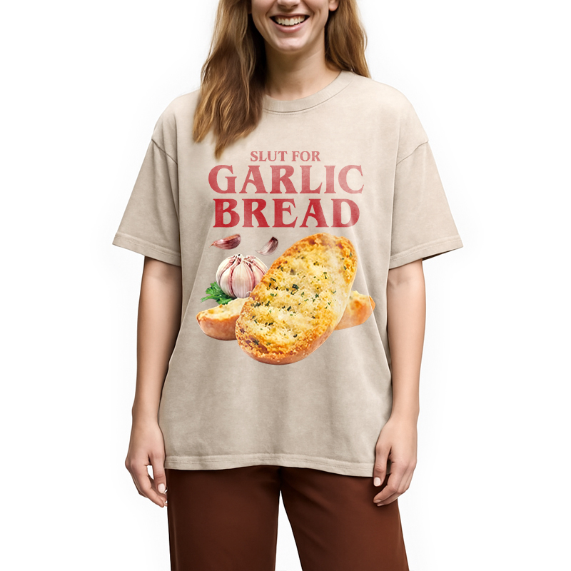Modecanvas Slut For Garlic Bread DTG Printing Washed T-Shirt