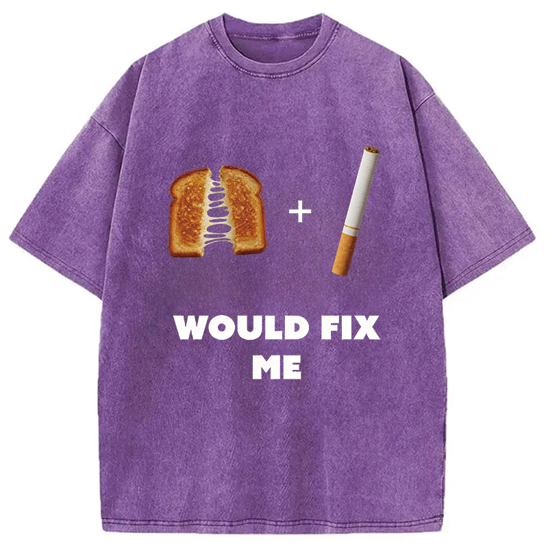 Modecanvas Grilled Cheese And Cigarette Meme DTG Printing Washed T-Shirt
