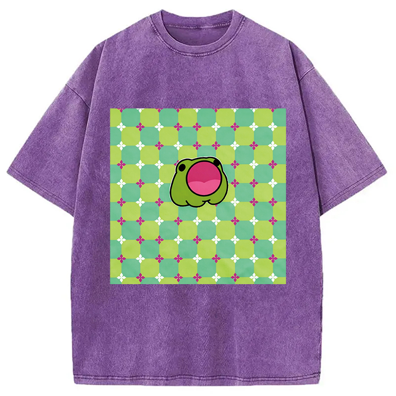 Modecanvas 3D Dizziness Frog DTG Printing Washed T-Shirt