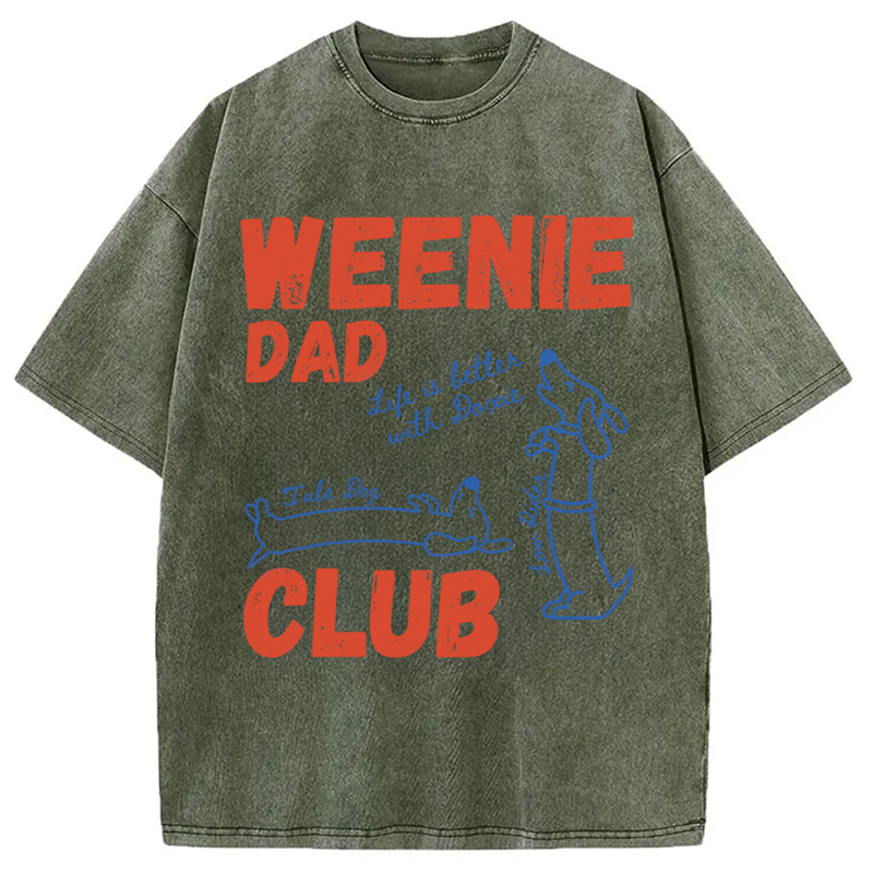 Modecanvas Dachshund Dad Club Meme DTG Printing Washed T-Shirt