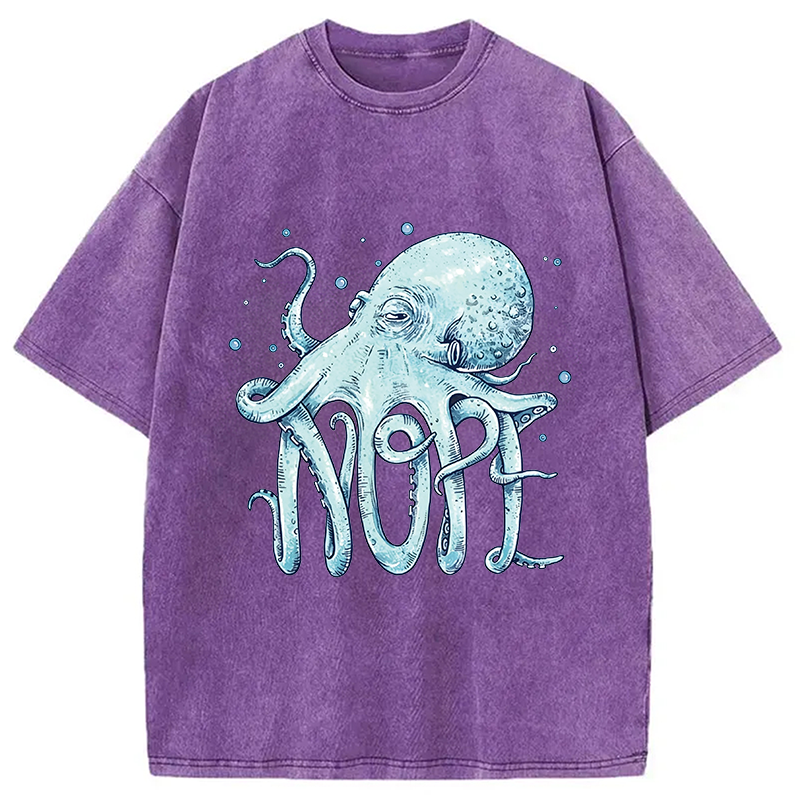 Modecanvas Octopus Nope DTG Printing Washed T-Shirt
