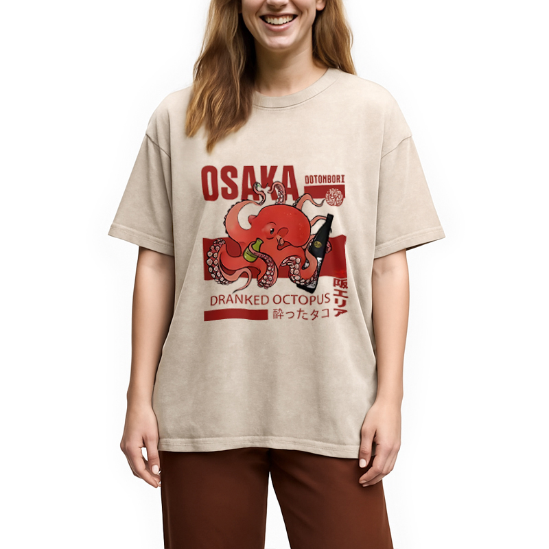 Modecanvas Osaka Cute Octopus Washed T-Shirt