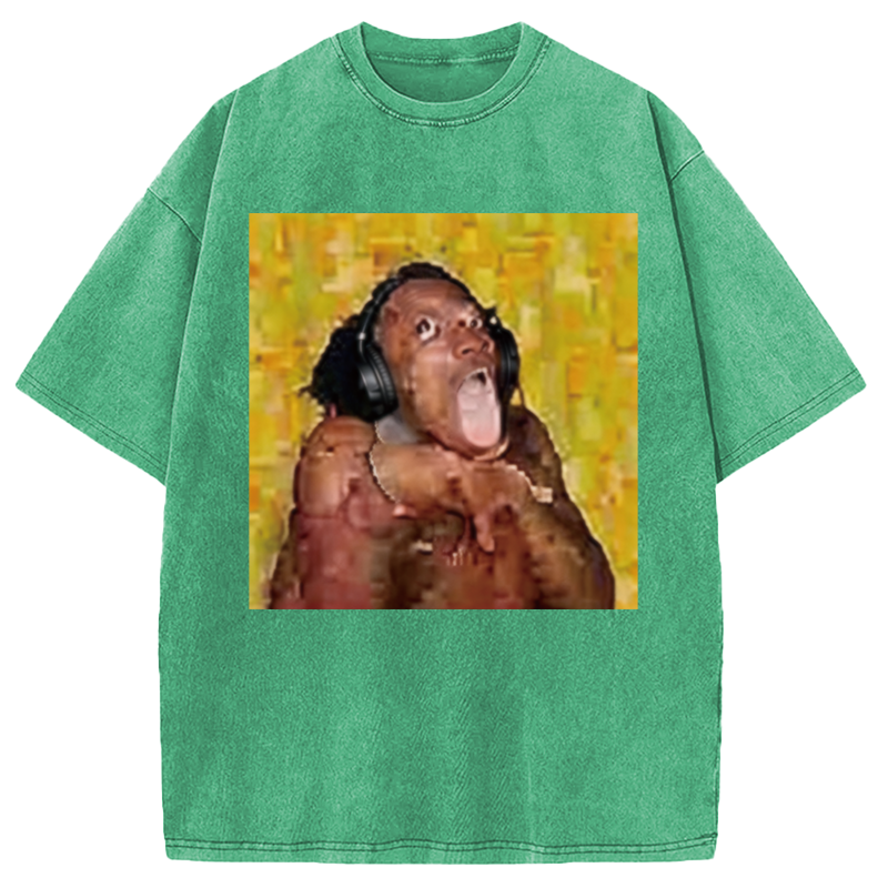 Modecanvas Funny Brainrot Reaction Meme DTG Printing Washed T-Shirt