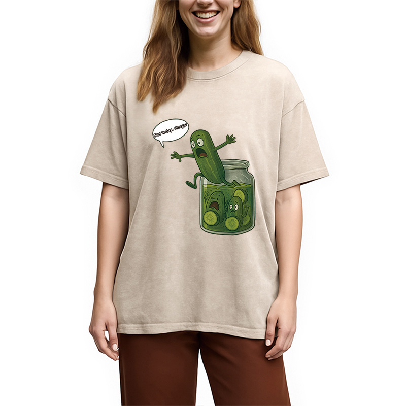 Modecanvas Funny Pickle Shirt-Not Today Washed T-Shirt