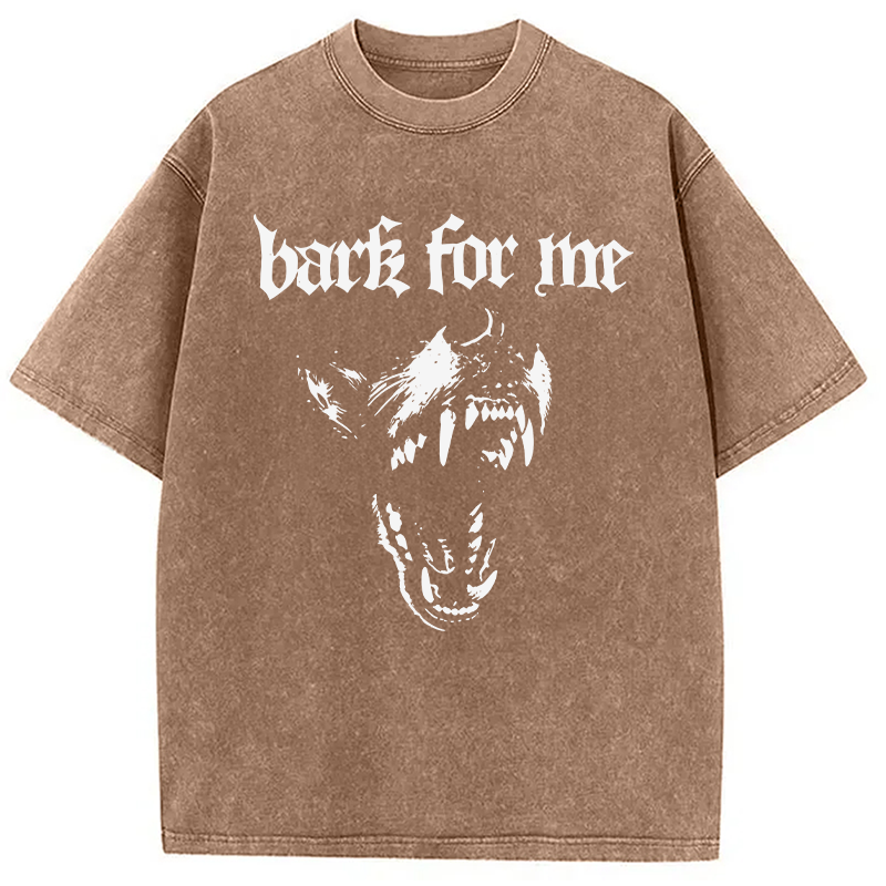 Modecanvas Wolf Back For Me DTG Printing Washed T-Shirt-modecanvas