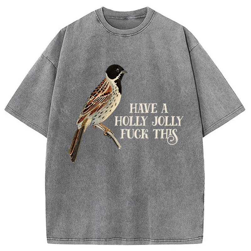 Modecanvas Have a Holly Jolly DTG Printing Washed T-Shirt