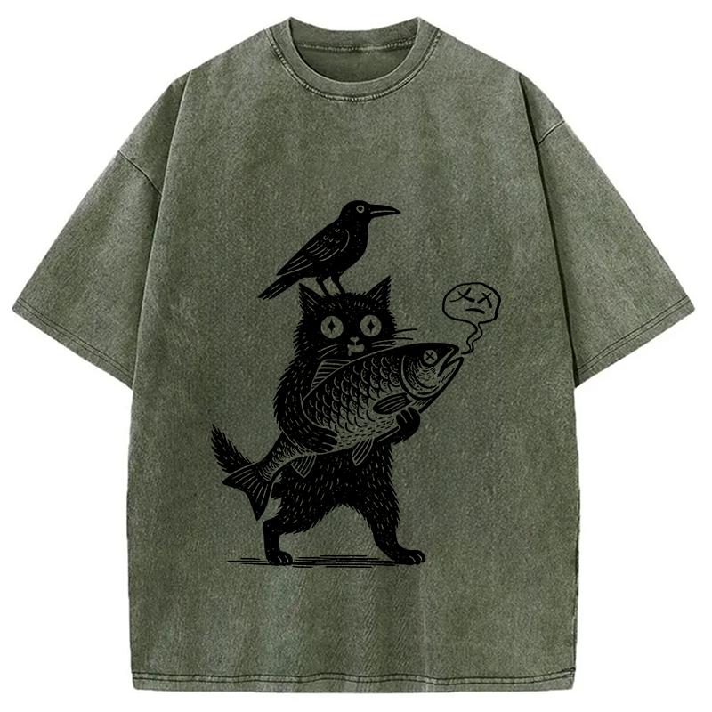 Modecanvas Black Animals Washed T-Shirt