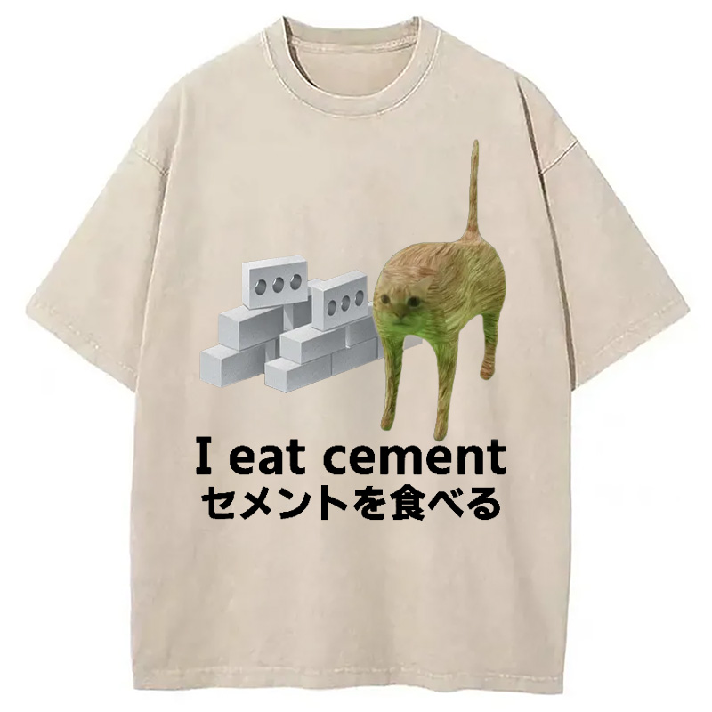 Modecanvas Cement Brick Cat Vintage Washed T-Shirt