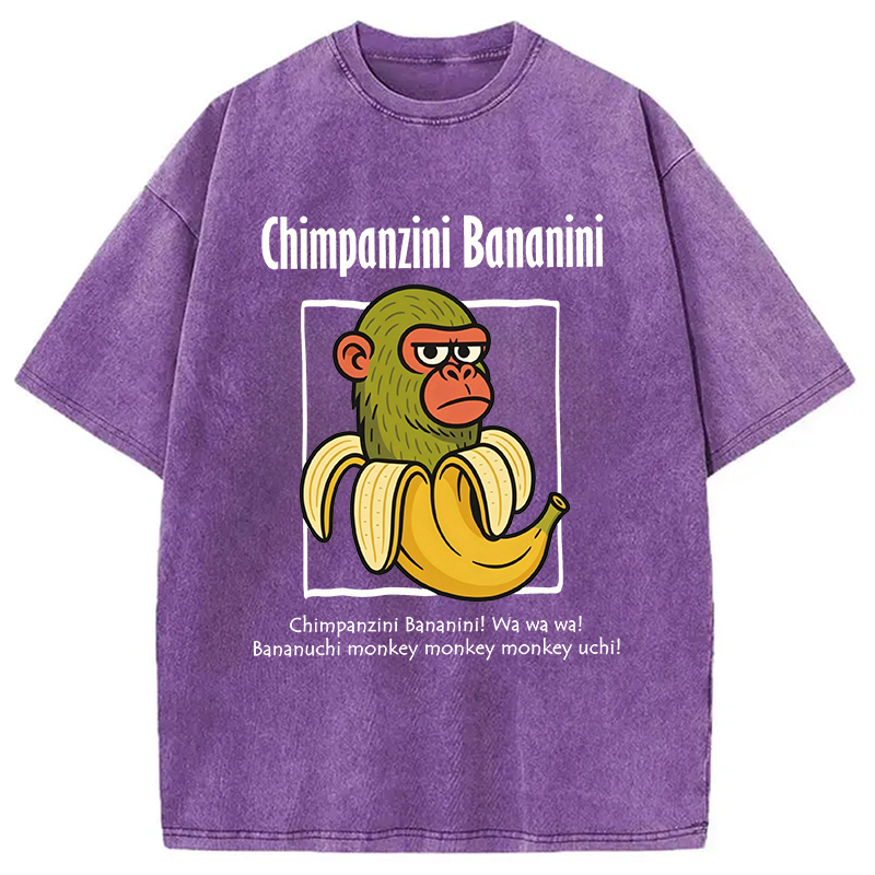 Modecanvas Chimpanzini Bananini Funny DTG Printing Washed T-Shirt