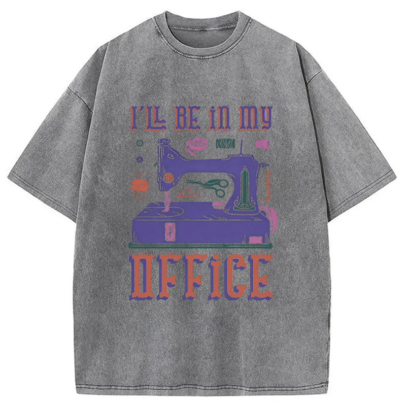 Modecanvas Funny Sewing Machine Seamstress Tailor DTG Printing Washed T-Shirt